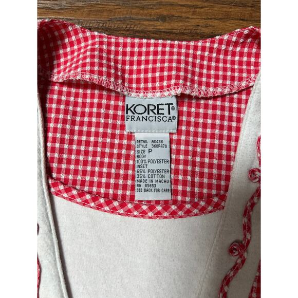 Vintage Clothing - 1990s T-Shirt Vest - Red Gingham - Koret Francisca - Medium - Picture 4 of 8
